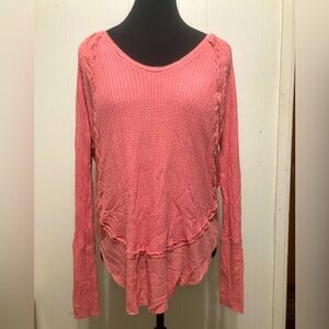 Free People Catalina Thermal Hi-Low Long Sleeve Tunic Salmon Pink XS